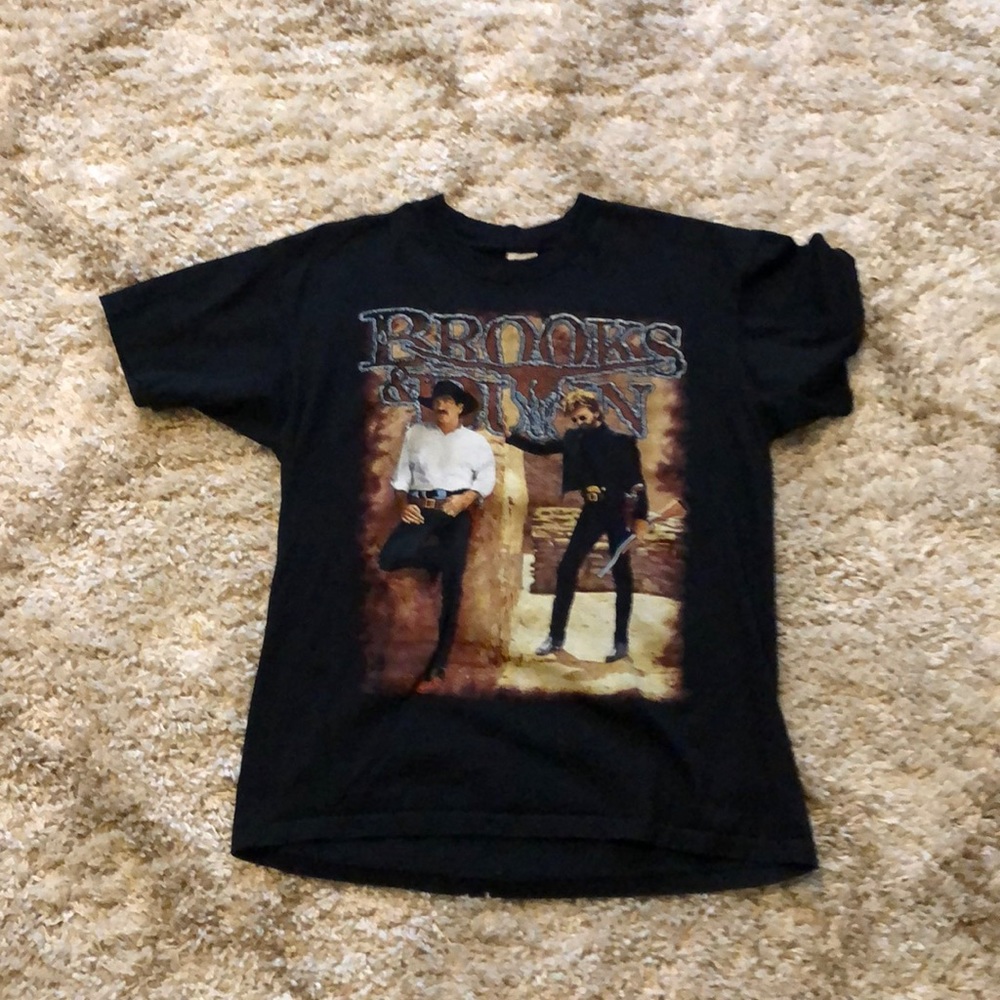 Vintage Brooks and Dunn Tee Black Large MINT